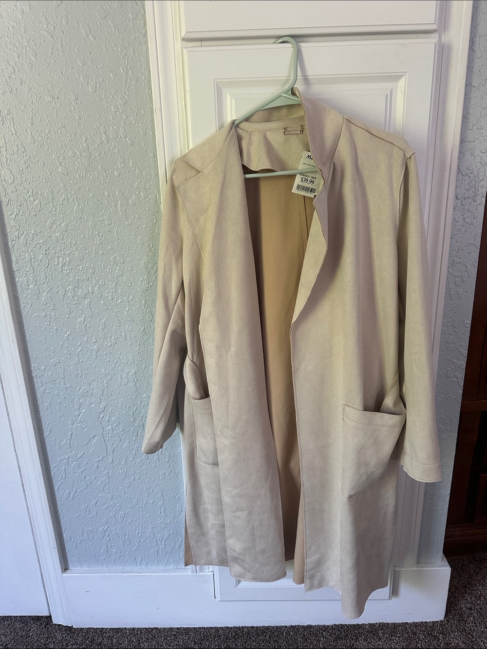 Marshalls Light Beige Open-Front Trench Coat